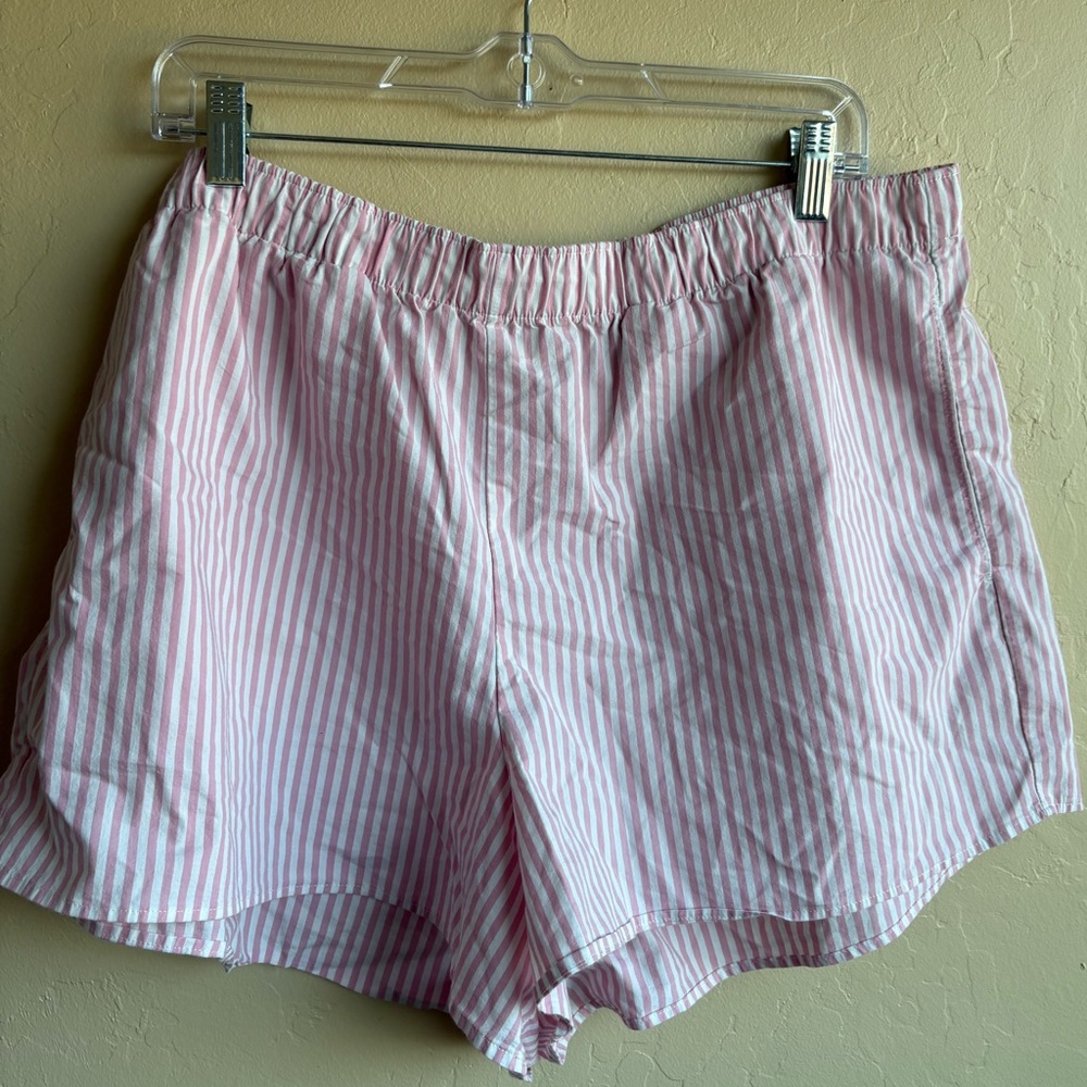 Hollister Pink and White Striped Sleep Shorts